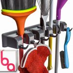 Berry Ave Broom Holder and Garden Tool Organizer Rake or Mop Handles Up to 1.25-Inches, Small, Black