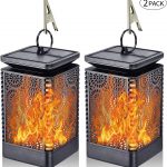 Solar Lantern Lights Dancing Flame Waterproof Outdoor Hanging Lantern Solar Powered Umbrella LED Night Lights Dusk to Dawn Auto On/Off Landscape Decorative for Garden Patio Deck Yard Path 2 Pack